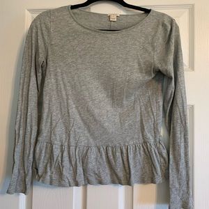 jcrew Ruffled Long Sleeve Tee